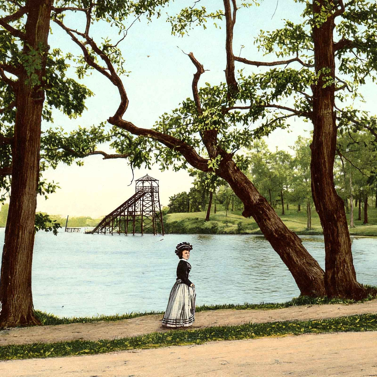 Meyers Lake Canton Ohio in 1907 Vintage Print (7 Sizes) - Restored