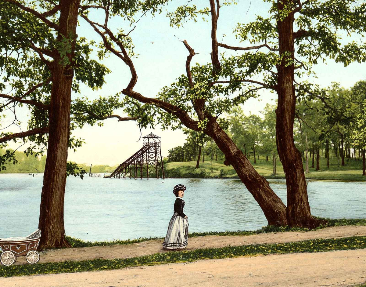 Meyers Lake Canton Ohio in 1907 Vintage Print (7 Sizes) - Restored