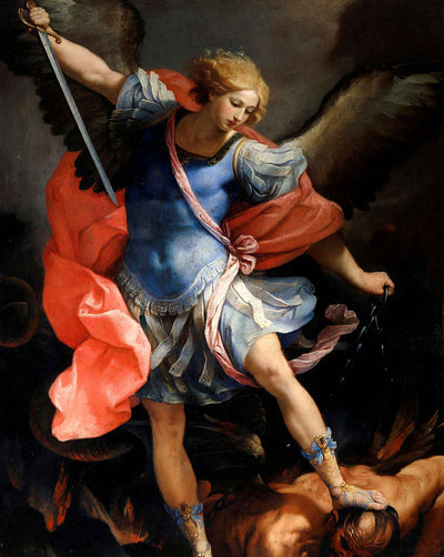 Michael Defeats Satan art print by Guido Reni