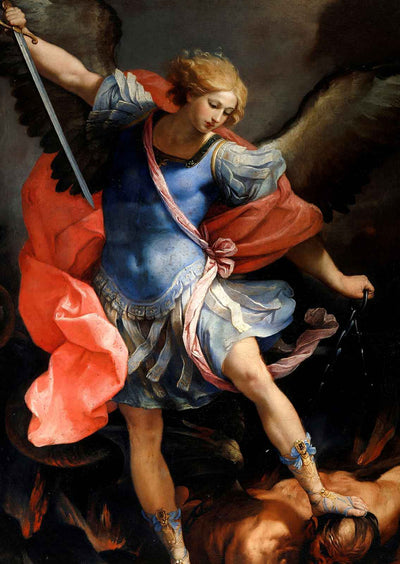 Michael Defeats Satan Bible Art Print Painting by Guido Reni (6 Sizes)