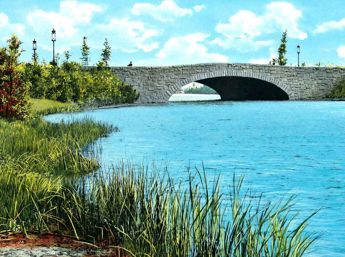 Middle Bridge Jackson Park Chicago in 1905 Vintage Print (7 Sizes)