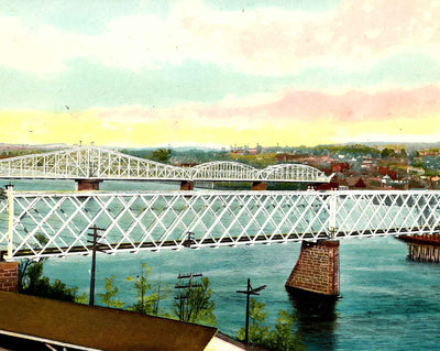 Highway and Air Line Railroad Bridges vintage print