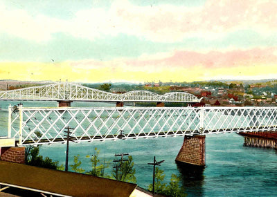 Highway and Air Line Railroad Bridges Middletown CT 1907 Vintage Print (7 Sizes)