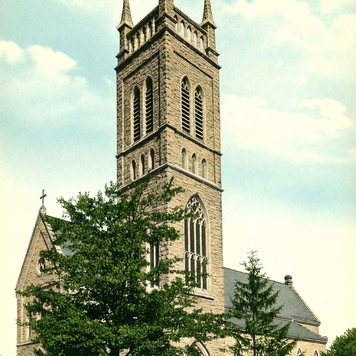 St Mary's Catholic Church, Milford, MA in 1905 Vintage Print (7 Sizes)