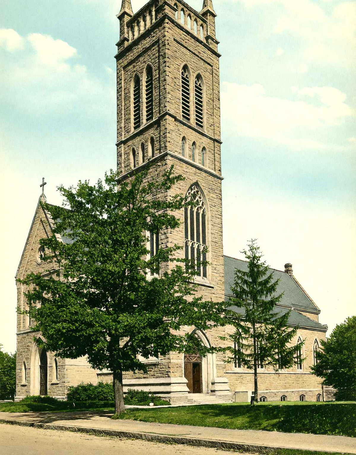 St Mary's Catholic Church, Milford, MA in 1905 Vintage Print (7 Sizes)