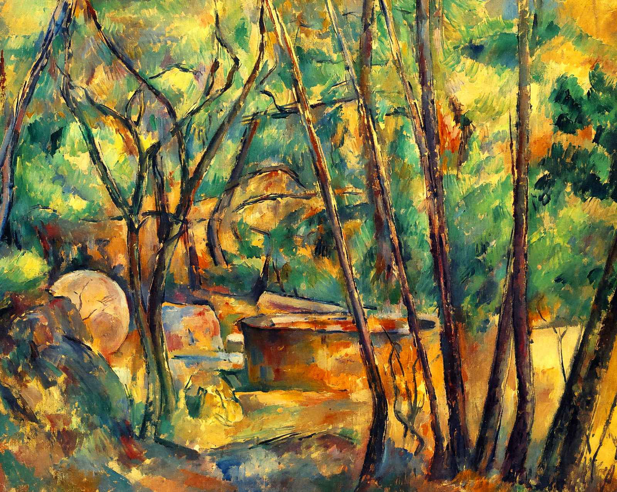 Millstone and Cistern Under Trees painting by Paul Cezanne (1894)