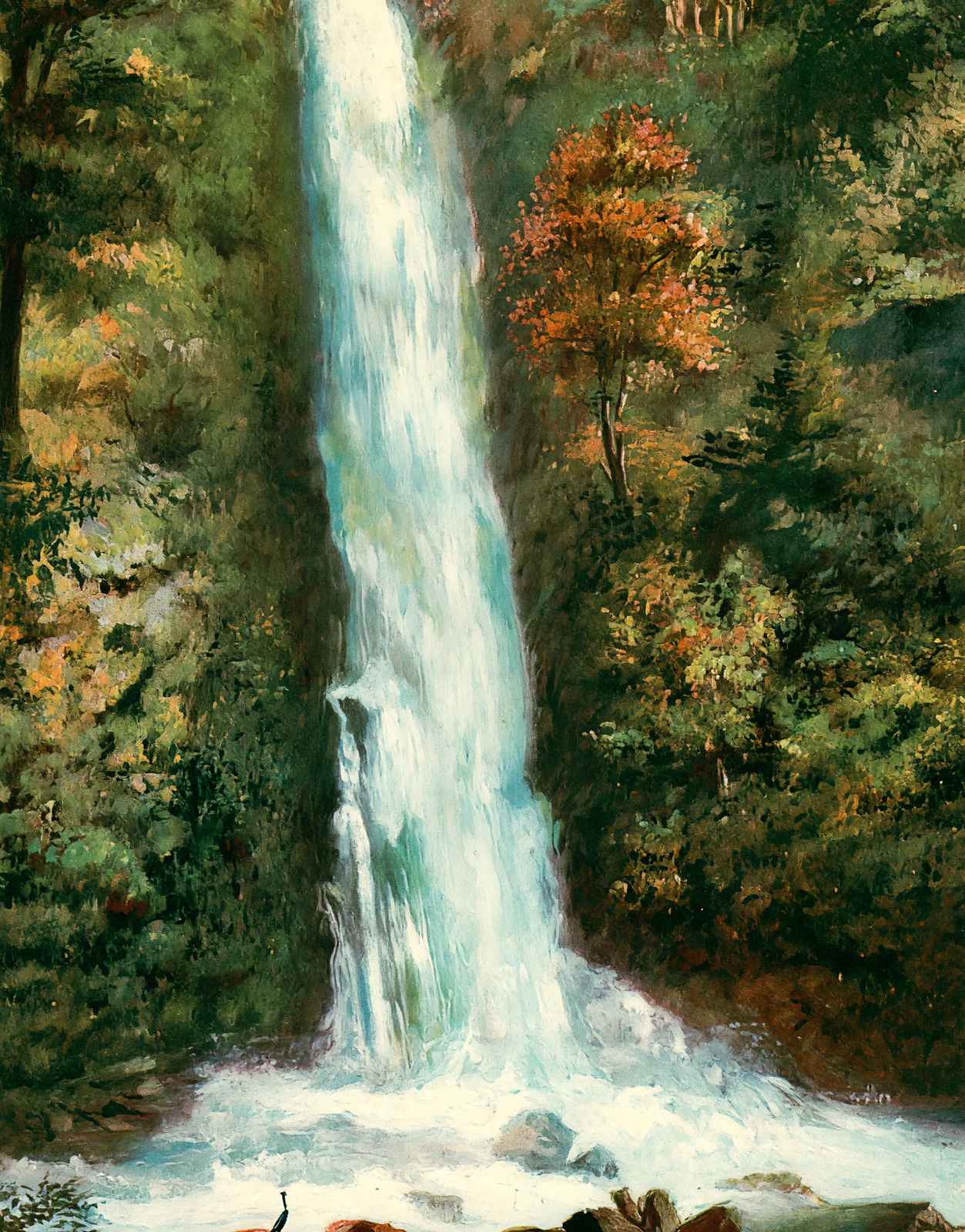 Mill Creek Falls Oregon in 1908 Vintage Print (7 Sizes) - Restored