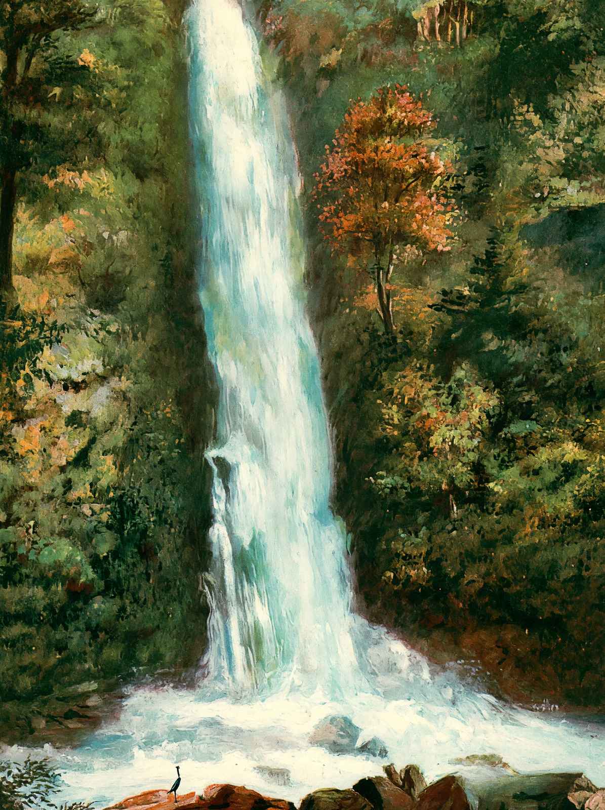 Mill Creek Falls Oregon in 1908 Vintage Print (7 Sizes) - Restored
