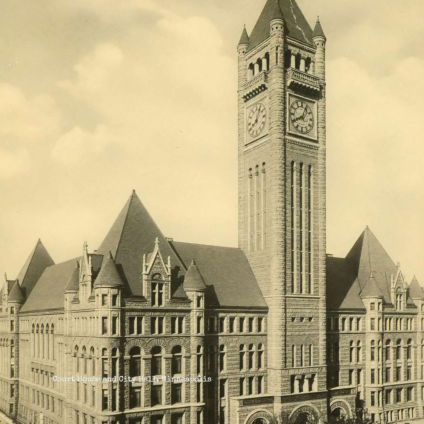 Court House and City Hall Minneapolis in 1906 Vintage Print (7 Sizes)