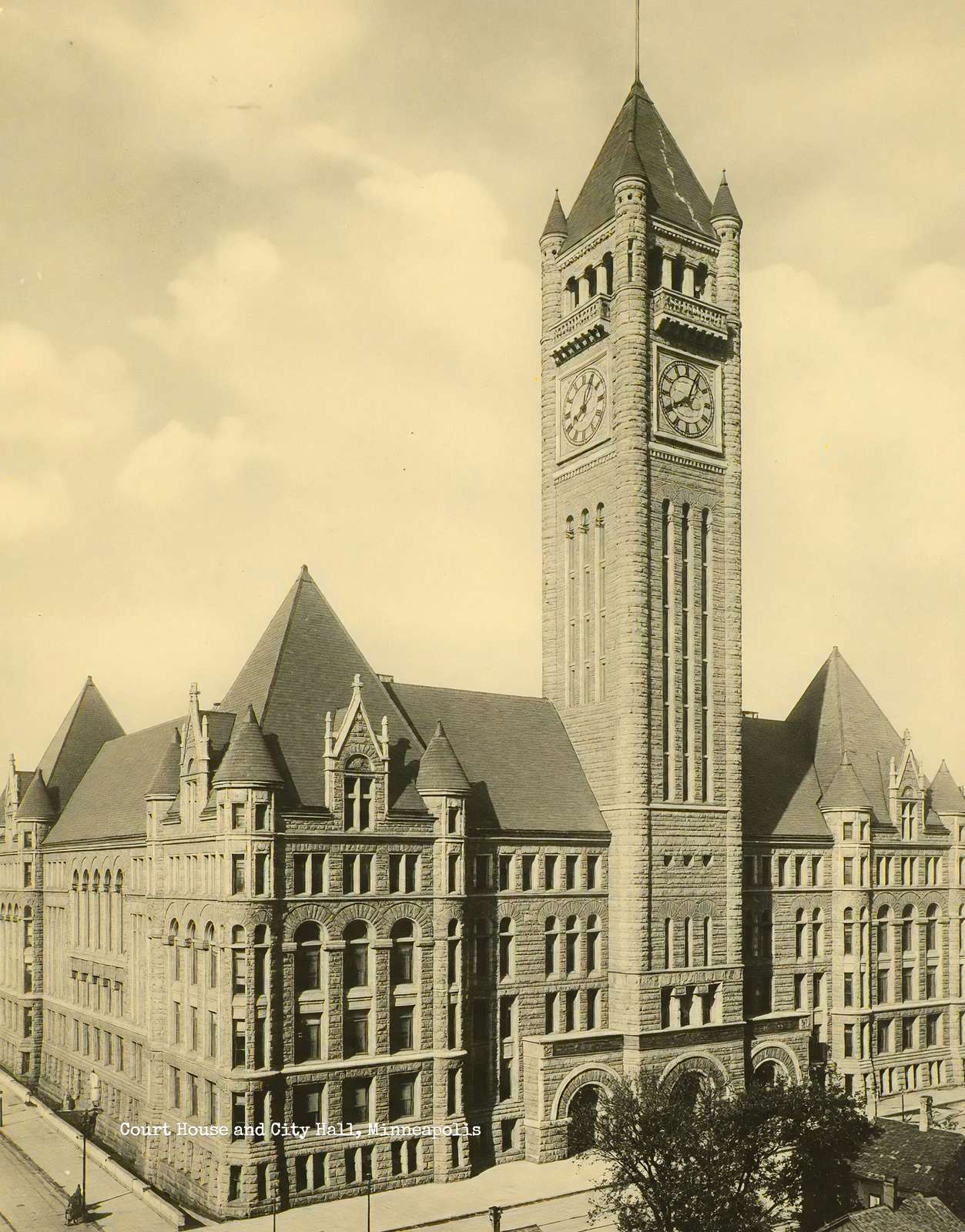 Court House and City Hall Minneapolis in 1906 Vintage Print (7 Sizes)