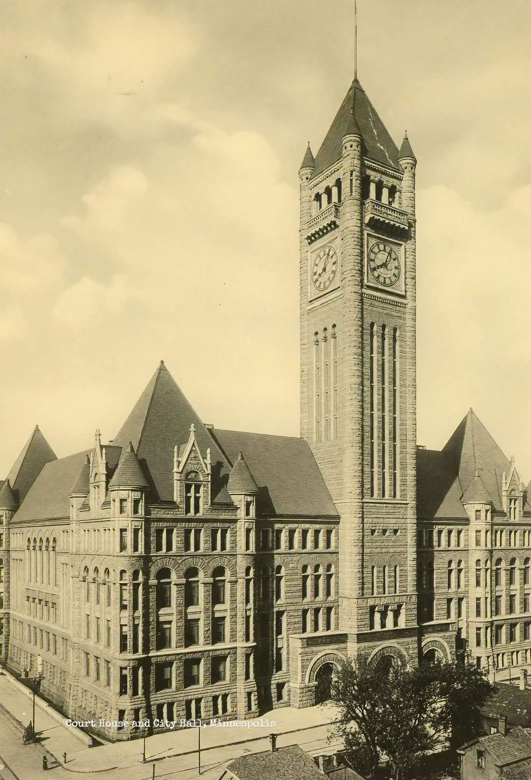 Court House and City Hall Minneapolis in 1906 Vintage Print (7 Sizes)