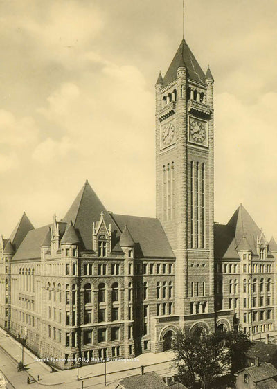 Court House and City Hall Minneapolis in 1906 Vintage Print (7 Sizes)