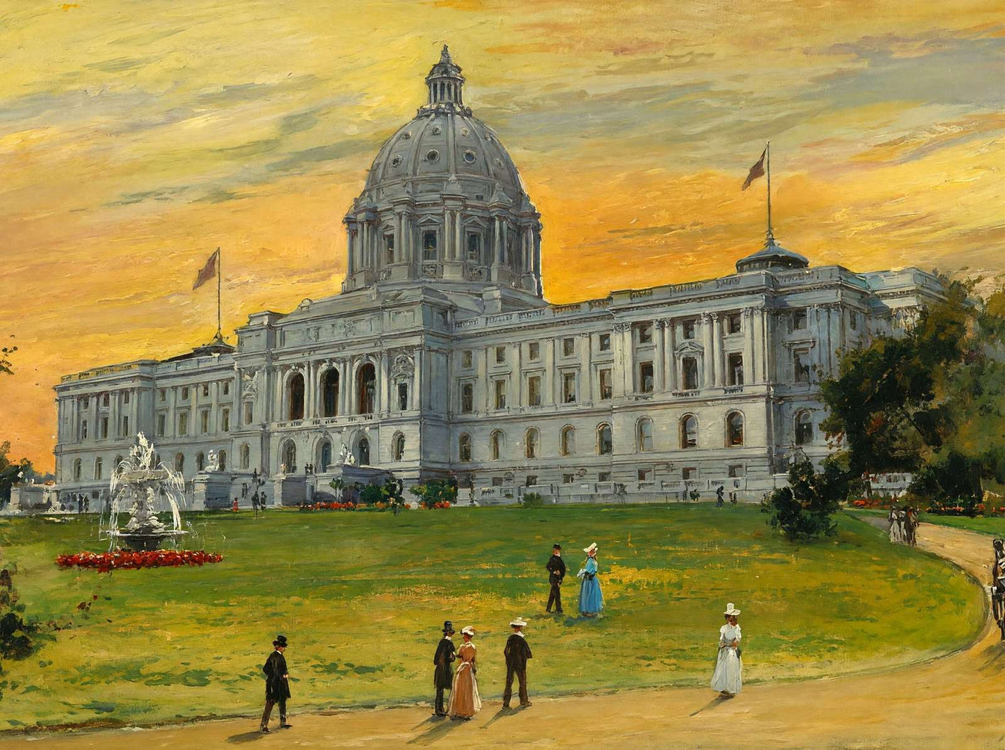 Minnesota State Capitol St Paul in 1906 Art Print (7 Sizes) - Restored