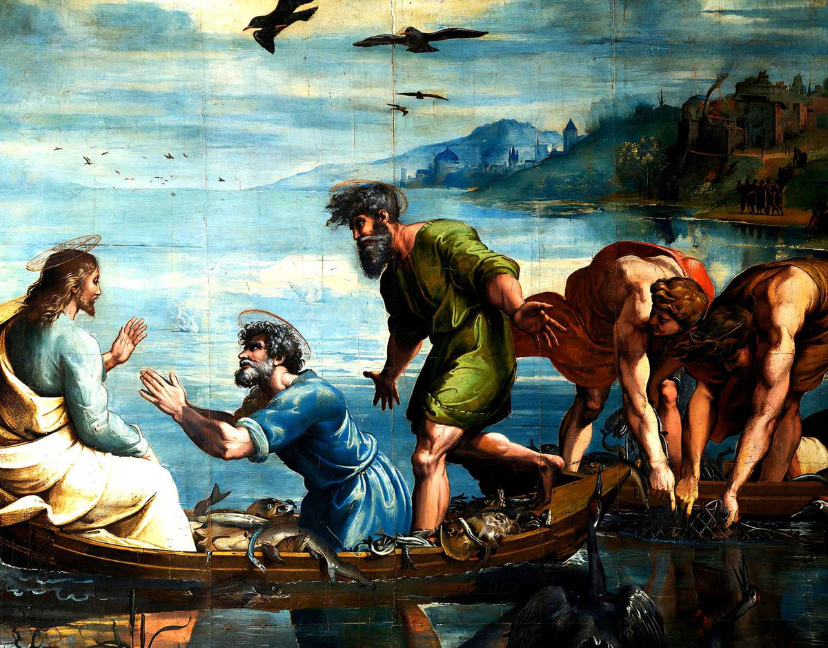 Miraculous Draught of Fishes Fine Art Print 1515 Painting by Raphael (6 Sizes)