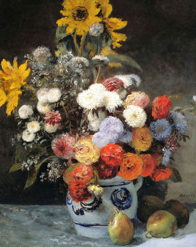 Mixed Flowers in an Earthware Pot painting print by Pierre-Auguste Renoir (1869)