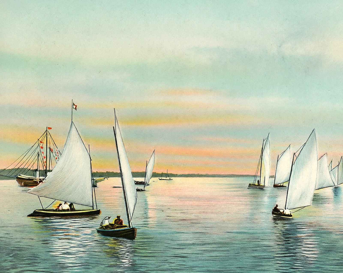 Sunrise on Mobile Bay in 1905 vintage print