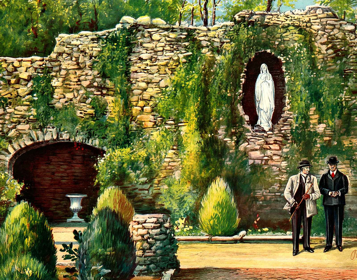 Grotto of Lourdes Spring Hill College in 1909 Vintage Print (7 Sizes)