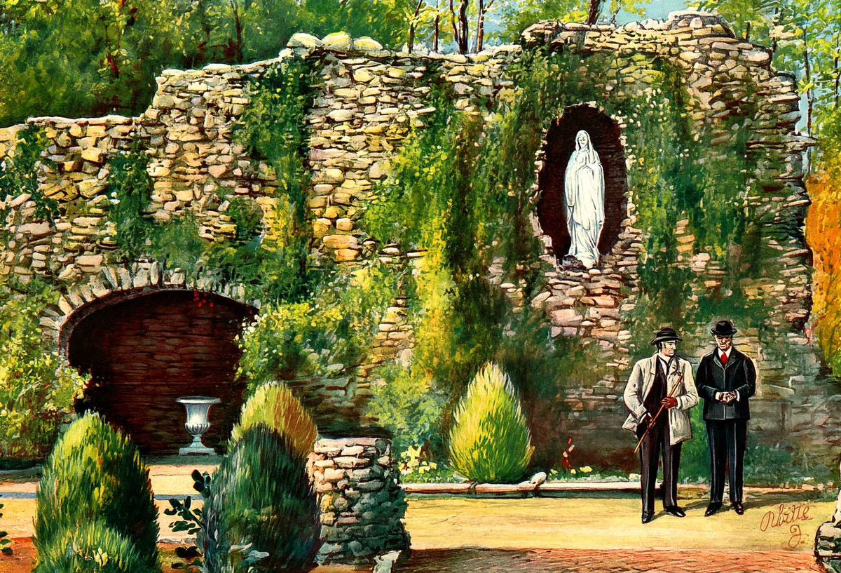Grotto of Lourdes Spring Hill College in 1909 Vintage Print (7 Sizes)