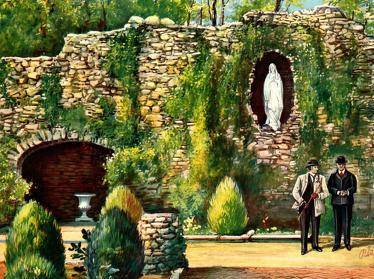 Grotto of Lourdes Spring Hill College in 1909 Vintage Print (7 Sizes)