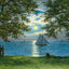 Moonlight on Mobile Bay in 1909 Vintage Print (7 Sizes) - Shipped Flat