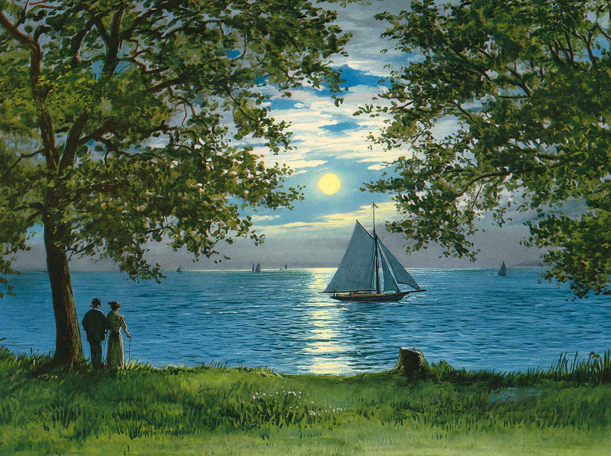 Moonlight on Mobile Bay in 1909 Vintage Print (7 Sizes) - Shipped Flat
