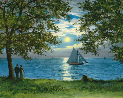 Moonlight on Mobile Bay in 1909 vintage print