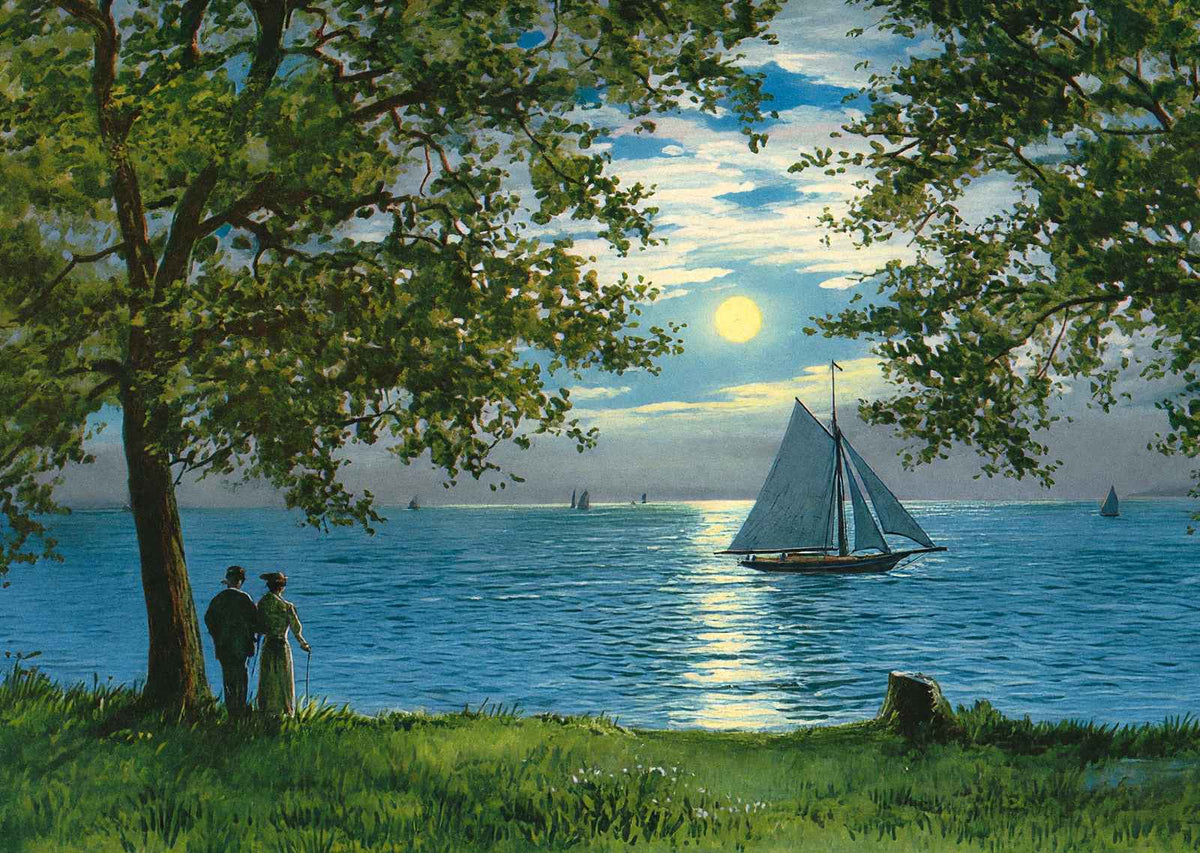Moonlight on Mobile Bay in 1909 Vintage Print (7 Sizes) - Shipped Flat