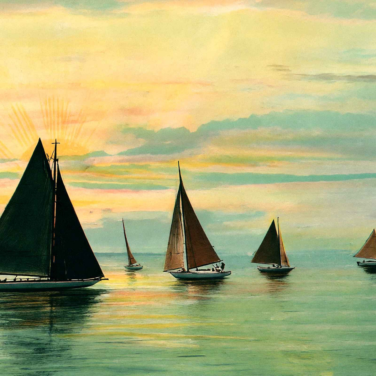 Sunrise on Mobile Bay in 1906 Vintage Print (7 Sizes) - Premium Quality