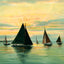 Sunrise on Mobile Bay in 1906 Vintage Print (7 Sizes) - Premium Quality