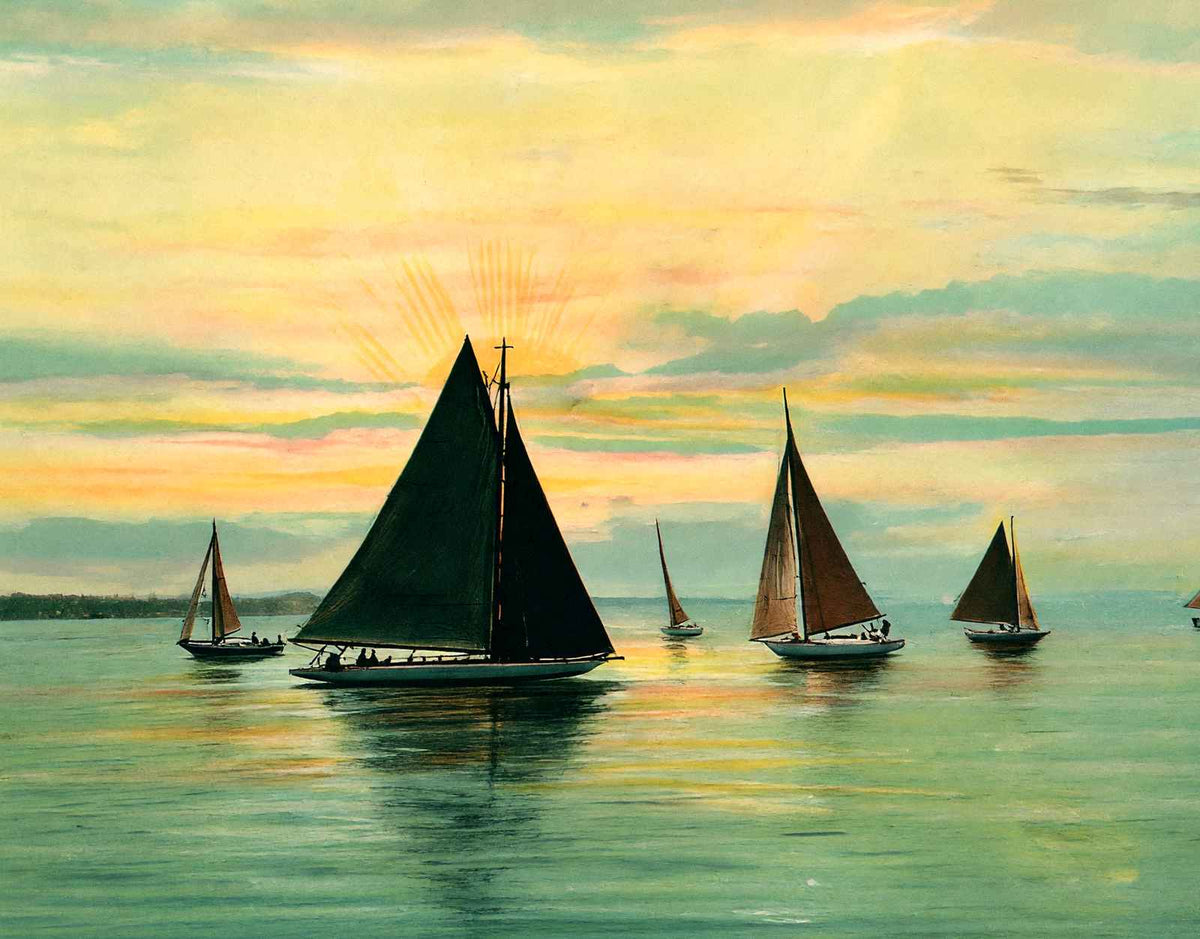 Sunrise on Mobile Bay in 1906 Vintage Print (7 Sizes) - Premium Quality