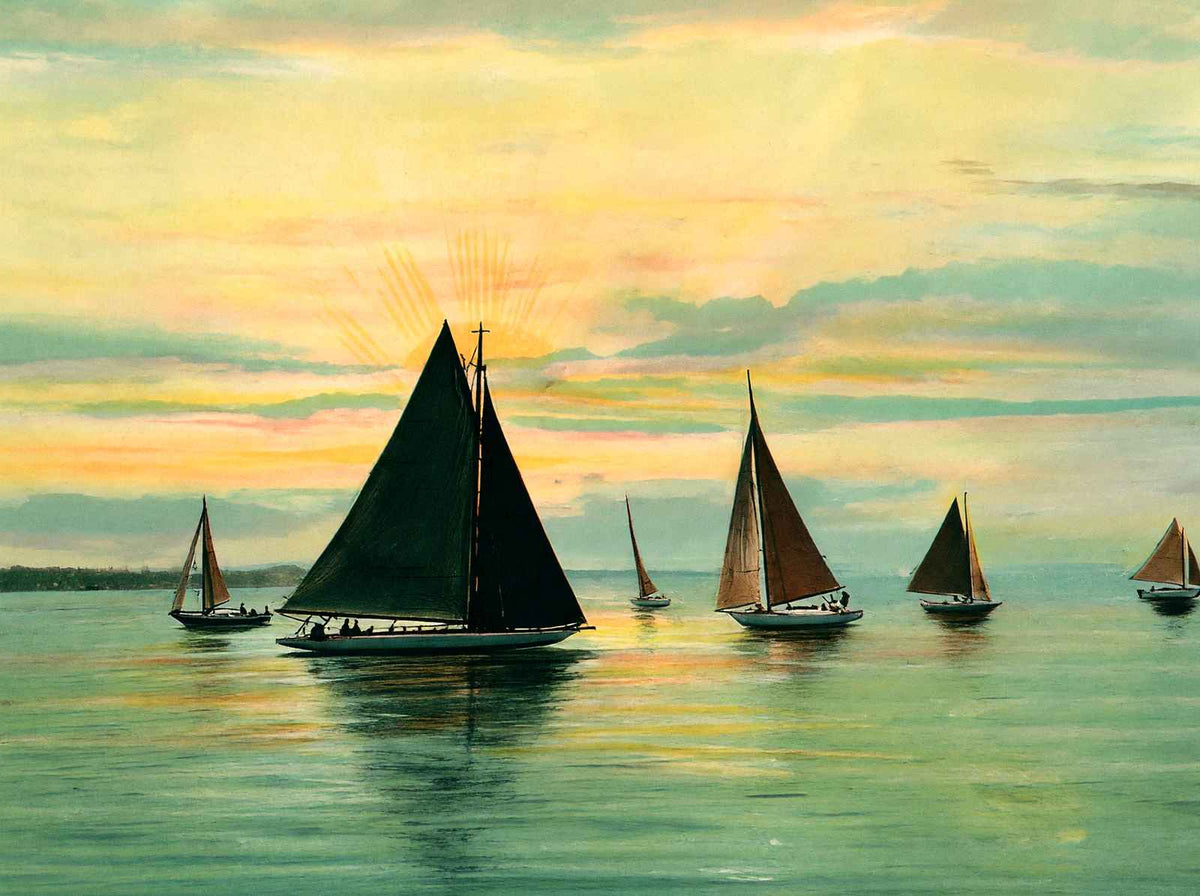 Sunrise on Mobile Bay in 1906 Vintage Print (7 Sizes) - Premium Quality