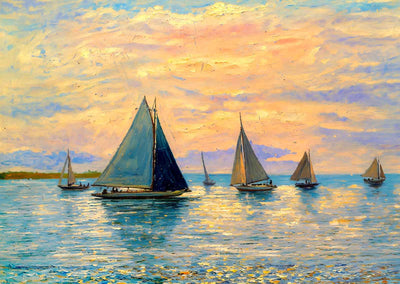 Sunrise on Mobile Bay in 1908 Art Print (7 Sizes) - Enhanced