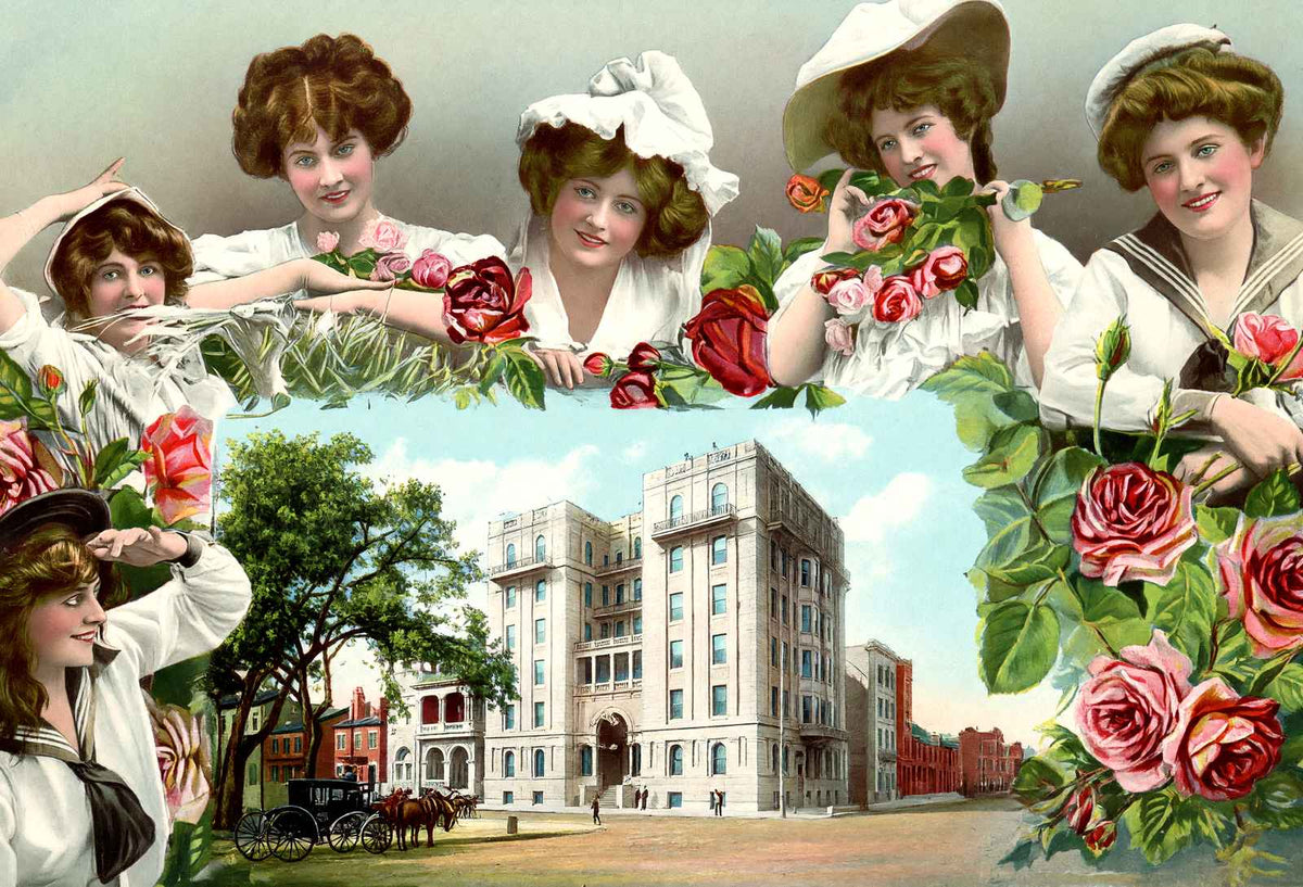 Bienville Hotel Mobile Alabama in 1908 Vintage Print (7 Sizes) - Enhanced