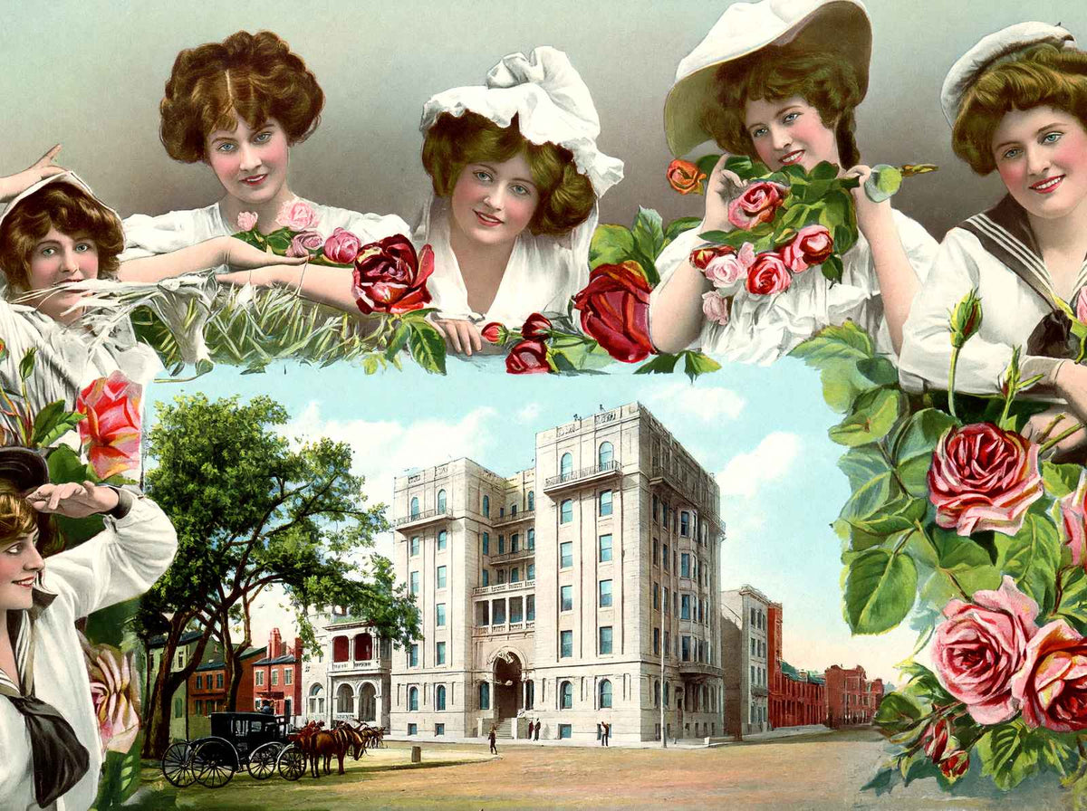 Bienville Hotel Mobile Alabama in 1908 Vintage Print (7 Sizes) - Enhanced