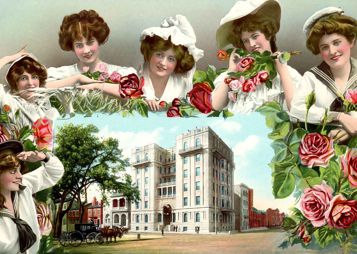 Bienville Hotel Mobile Alabama in 1908 Vintage Print (7 Sizes) - Enhanced