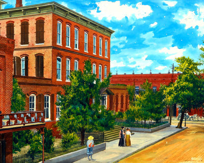 Model Cigar Factory in Tampa in 1905 painting