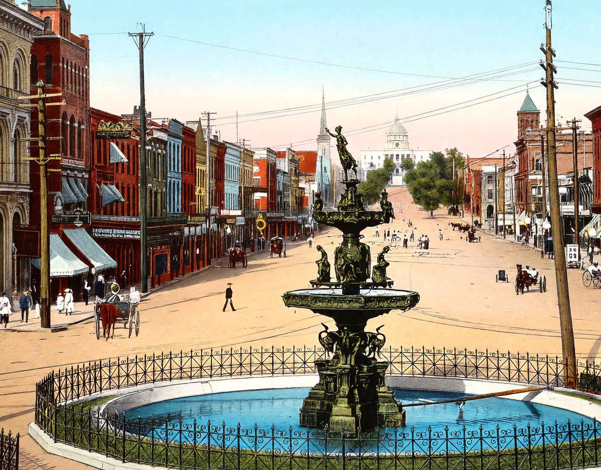 Court Square and Dexter Avenue Montgomery Alabama in 1906 Vintage Print
