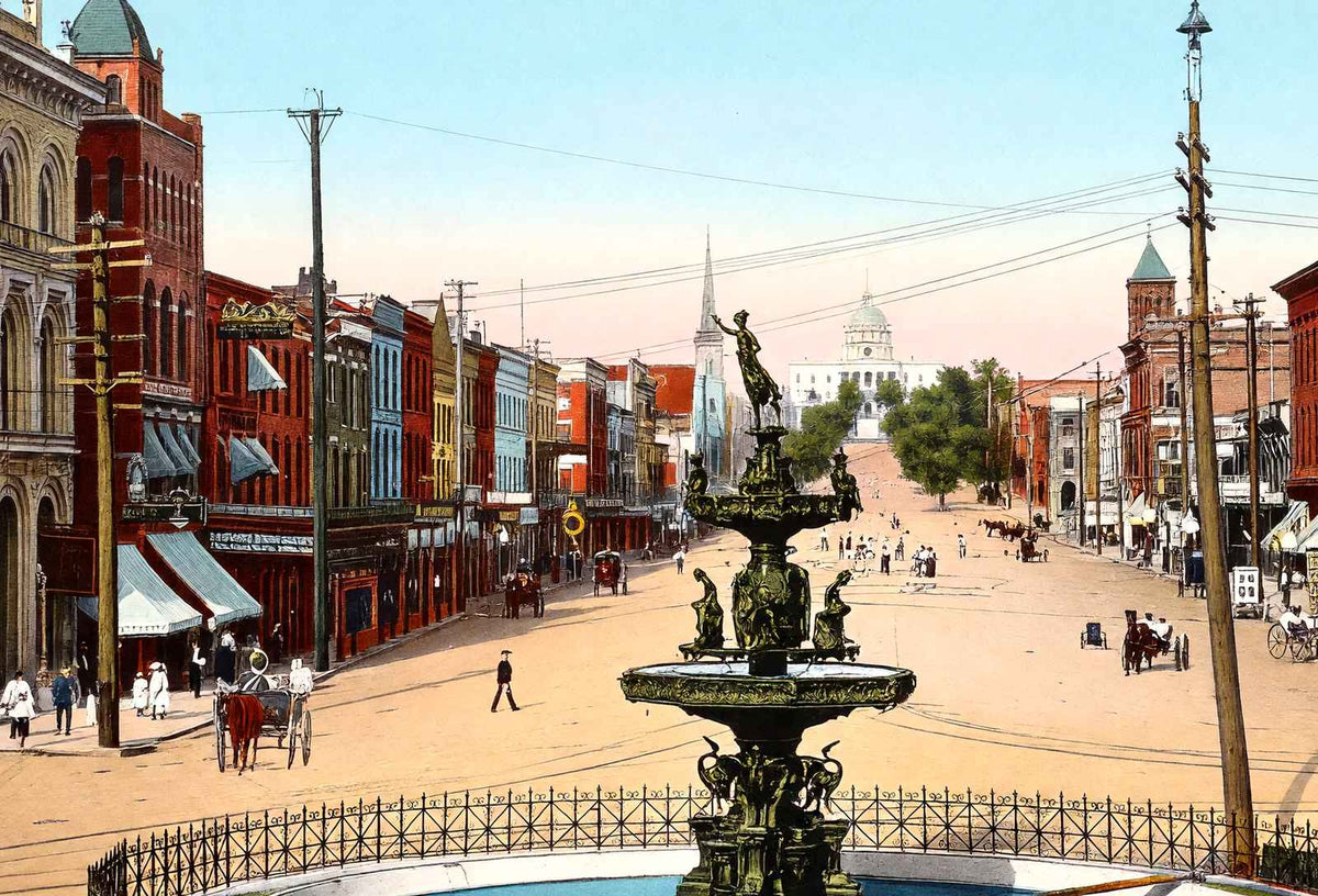 Court Square and Dexter Avenue Montgomery Alabama in 1906 Vintage Print