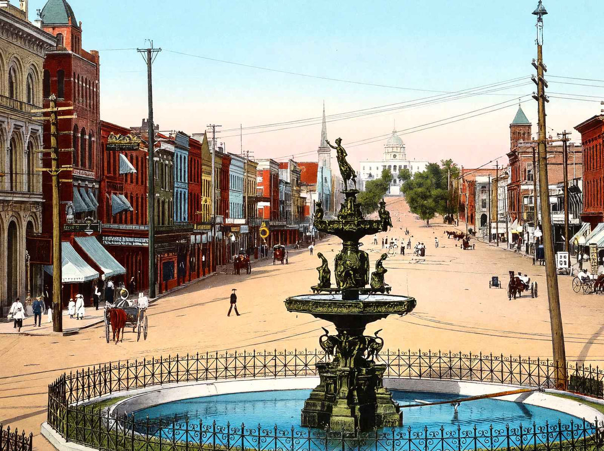 Court Square and Dexter Avenue Montgomery Alabama in 1906 Vintage Print