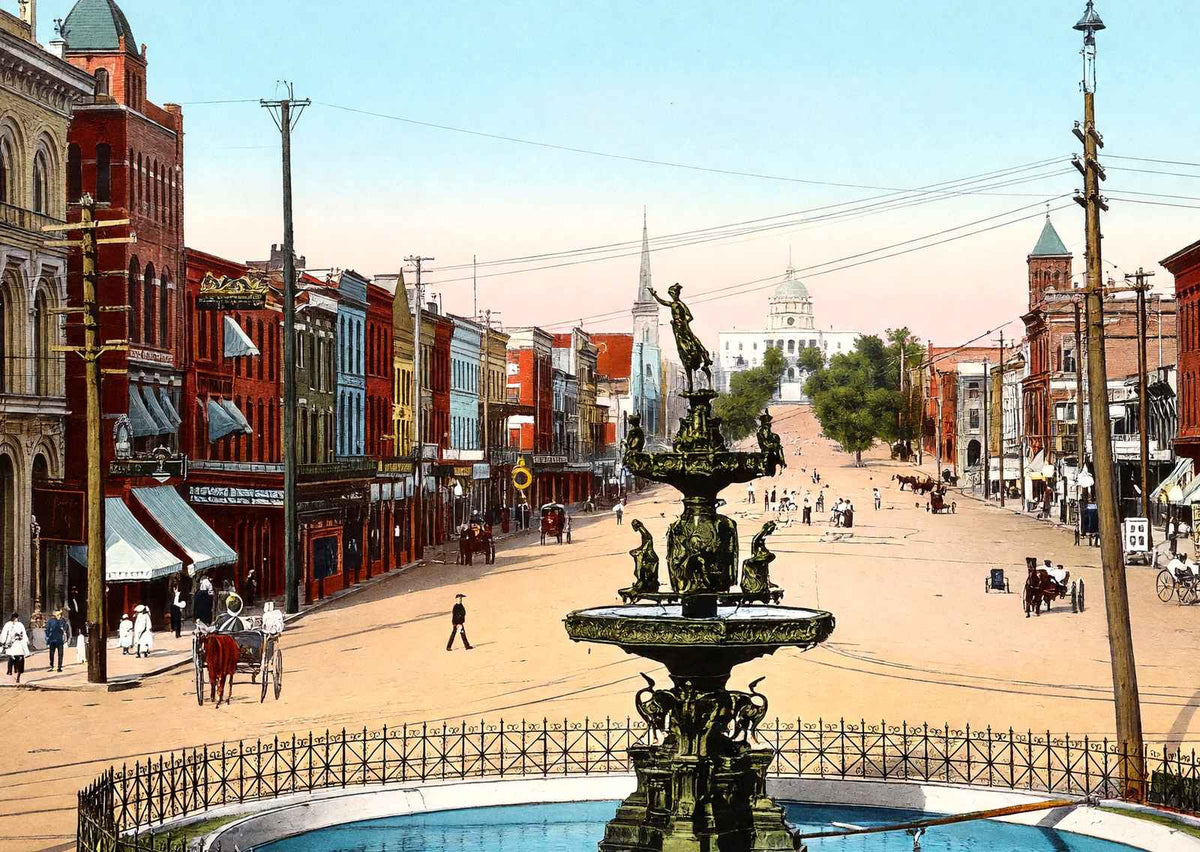 Court Square and Dexter Avenue Montgomery Alabama in 1906 Vintage Print
