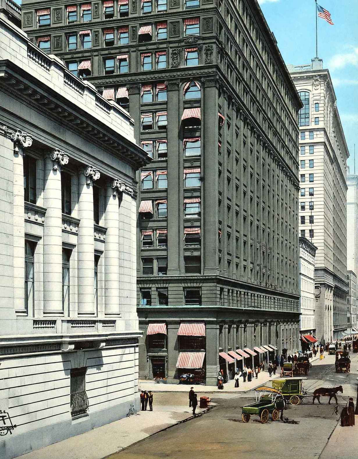 Monroe Street East from La Salle Chicago in 1905 Vintage Print (7 Sizes)