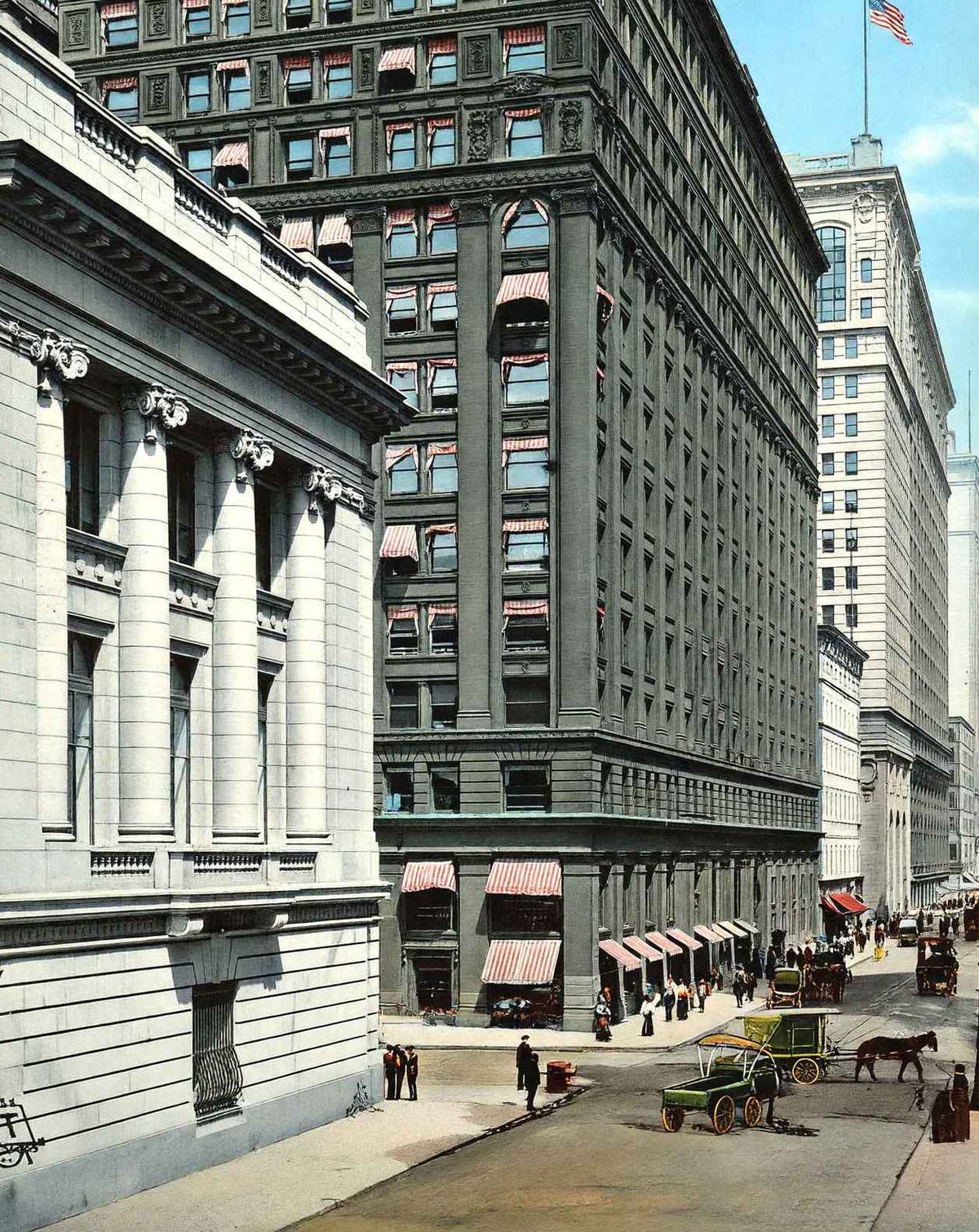 Monroe Street East from La Salle in 1905 vintage print