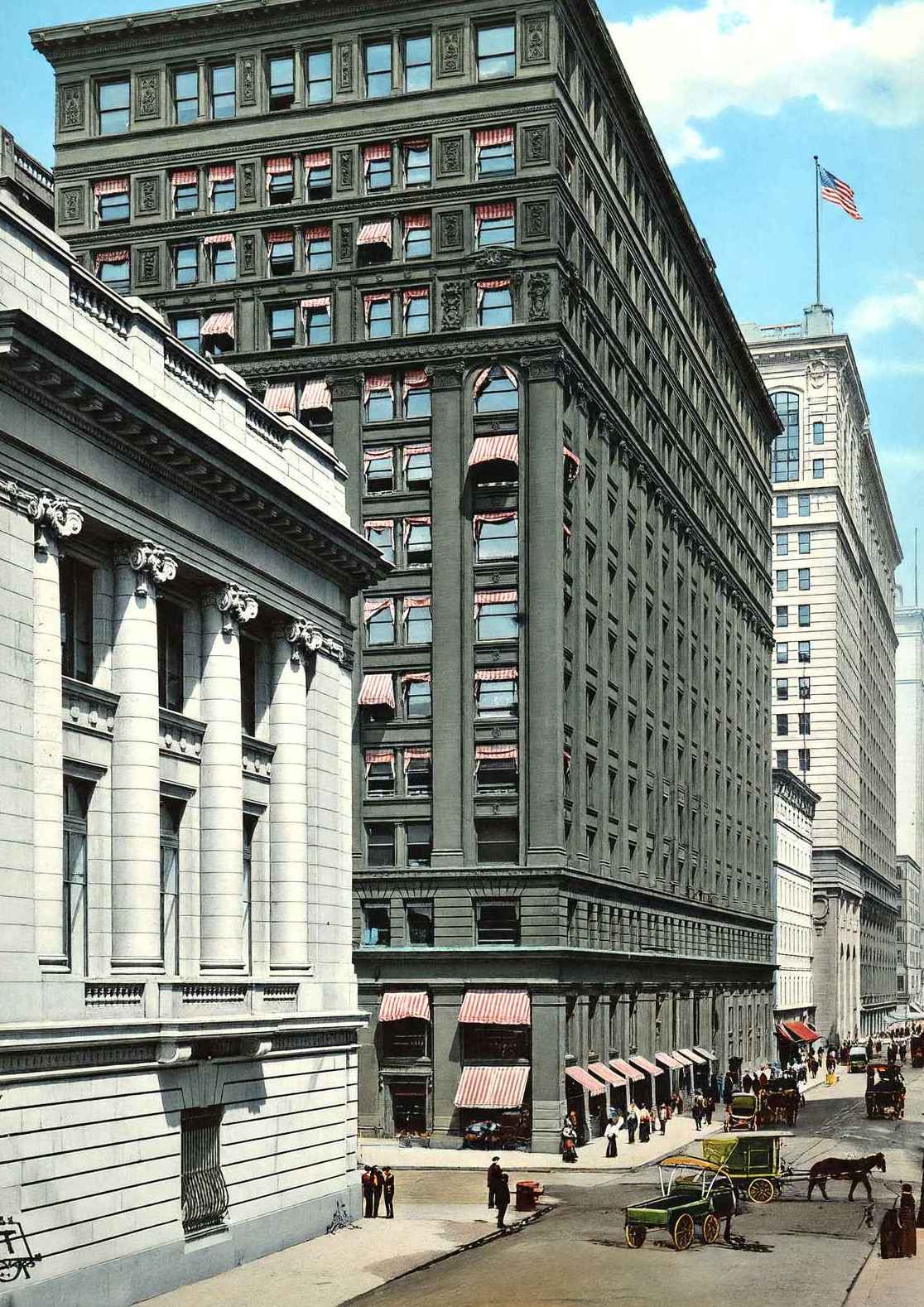 Monroe Street East from La Salle Chicago in 1905 Vintage Print (7 Sizes)