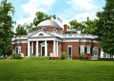Monticello Home of Thomas Jefferson in 1908 Vintage Print (7 Sizes)