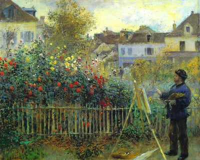 Monet Painting in His Garden at Argenteuil painting by Pierre-Auguste Renoir (1873)