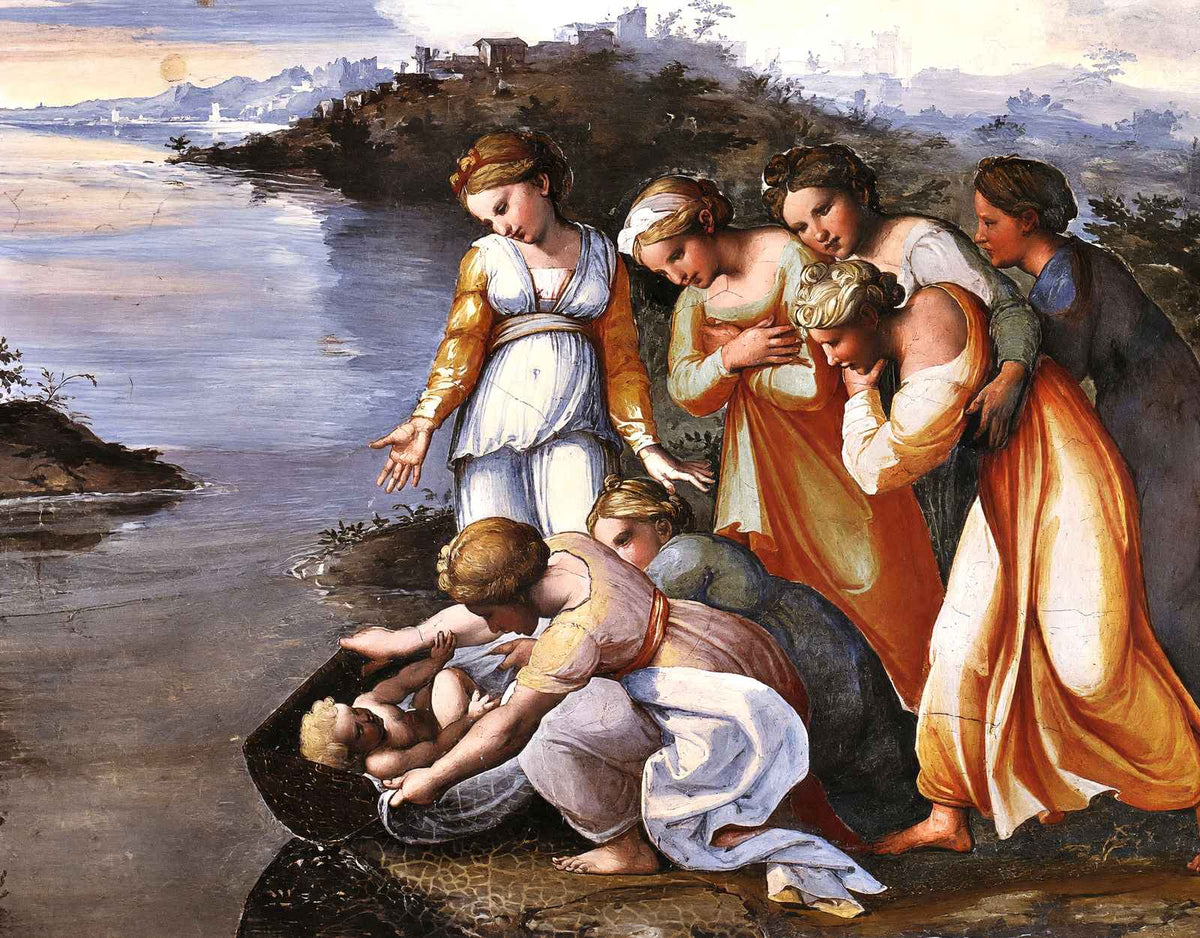Moses Saved from the Water Art Print 1519 Painting by Raphael (6 Sizes)