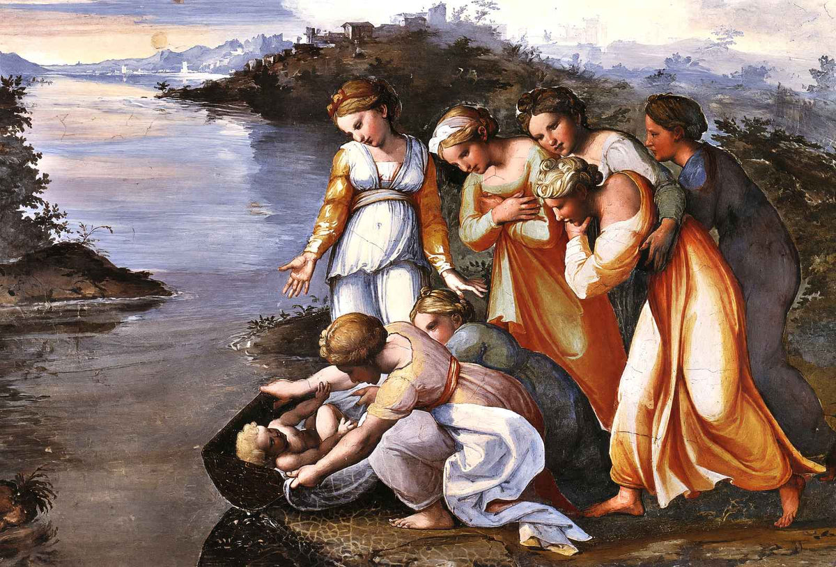 Moses Saved from the Water Art Print 1519 Painting by Raphael (6 Sizes)