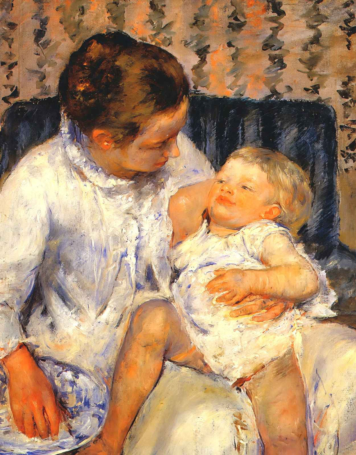 Mother About to Wash Her Sleepy Child Art Print 1880 by Mary Cassatt (6 Sizes)