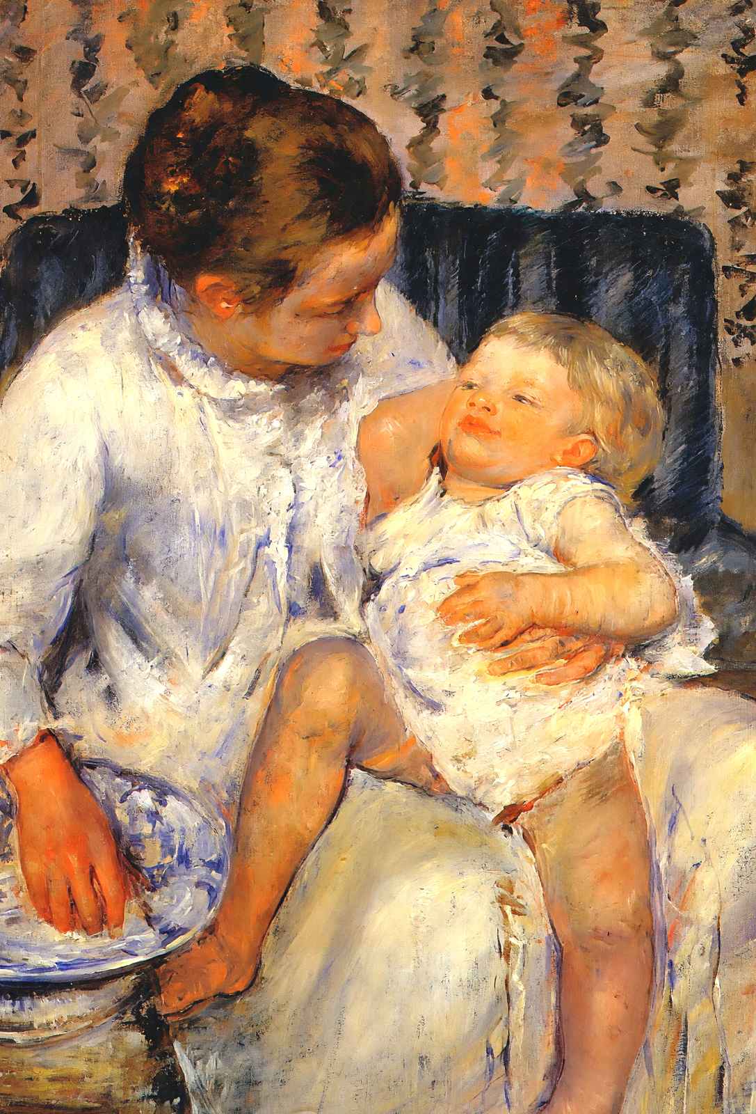 Mother About to Wash Her Sleepy Child Art Print 1880 by Mary Cassatt (6 Sizes)