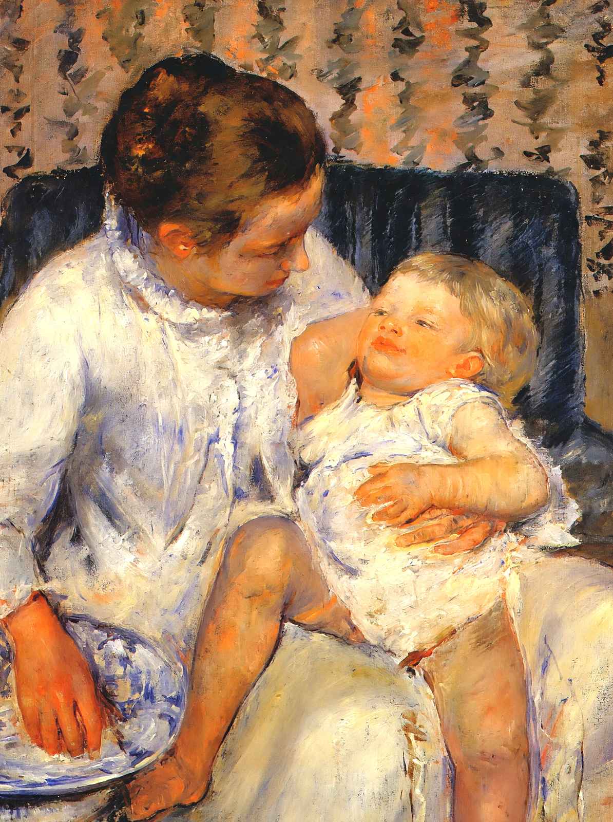 Mother About to Wash Her Sleepy Child Art Print 1880 by Mary Cassatt (6 Sizes)